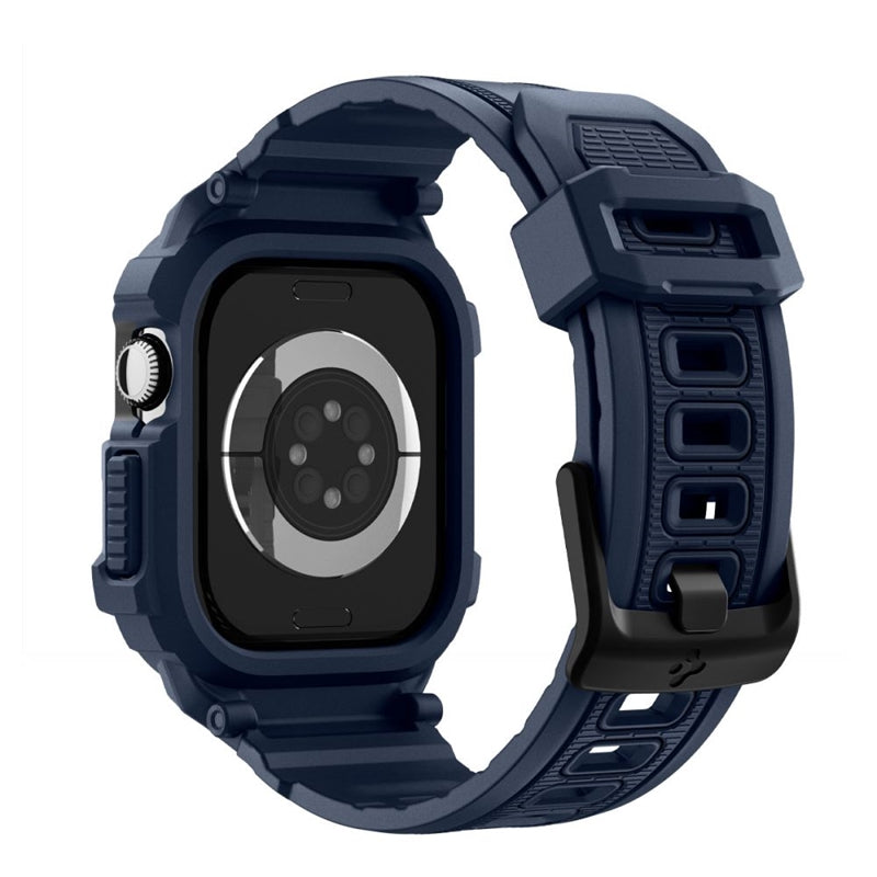 Spigen Rugged Armor Pro V2 – Diržas su dėklu, skirtas Apple Watch 10 / 11 42 mm (Tamsiai mėlynas)