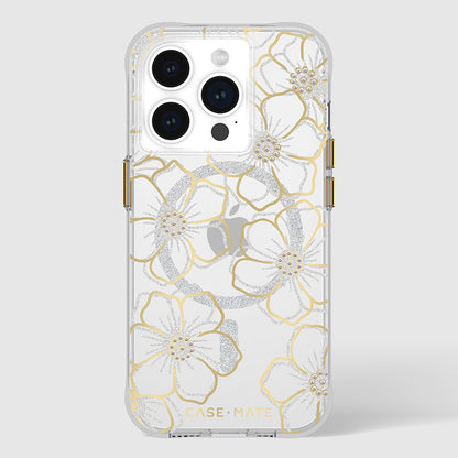 Case-Mate Floral Gems MagSafe – „iPhone 15 Pro“ dėklas (auksinis)