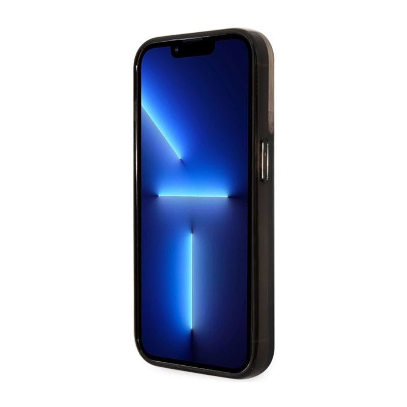 Guess Liquid Glitter skaidrus 4G – dėklas, skirtas „iPhone 14 Pro“ (juodas)