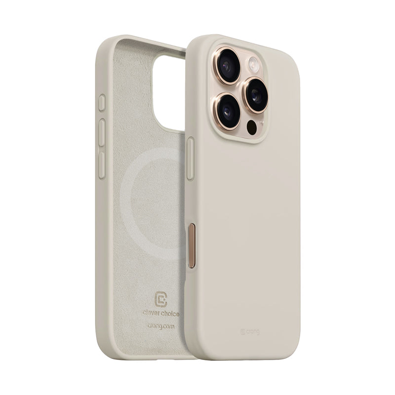 Crong Color Cover Magnetic - Dėklas, skirtas „iPhone 16 Pro“, suderinamas su „MagSafe“ (akmens smėlio)