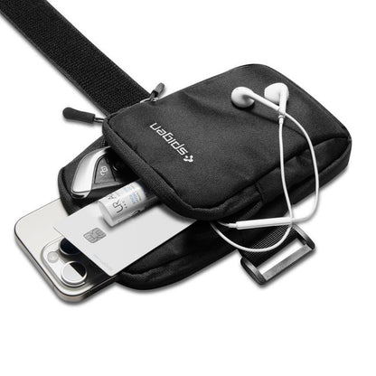 Spigen A702 Dynamic Shield sportinis dirželis / dėklas išmaniajam telefonui iki 6,9 colių (juodas)