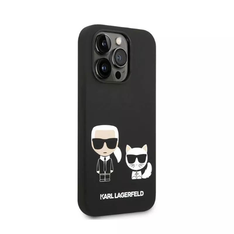 Karl Lagerfeld Liquid Silicone Karl & Choupette MagSafe – dėklas skirtas iPhone 14 Pro (juodas)