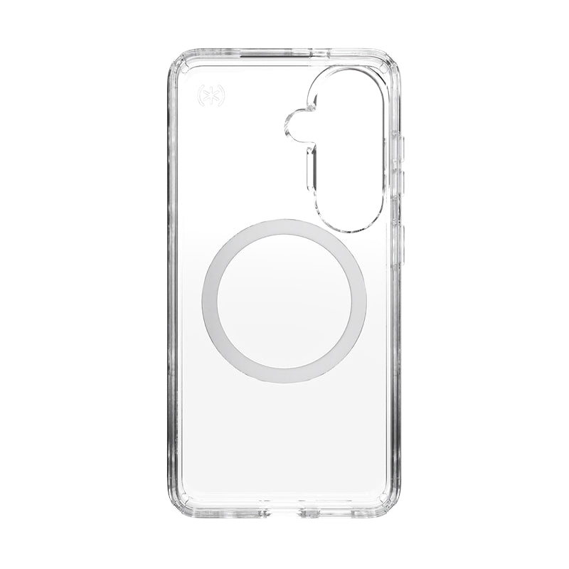 Speck Presidio Perfect-Clear Magnet – Samsung Galaxy S26 dėklas su MagSafe (Skaidrus/Skaidrus/Sidabrinis)