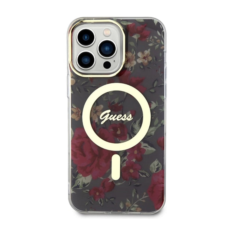 Guess Flower MagSafe - dėklas iPhone 14 Pro Max (žalias)