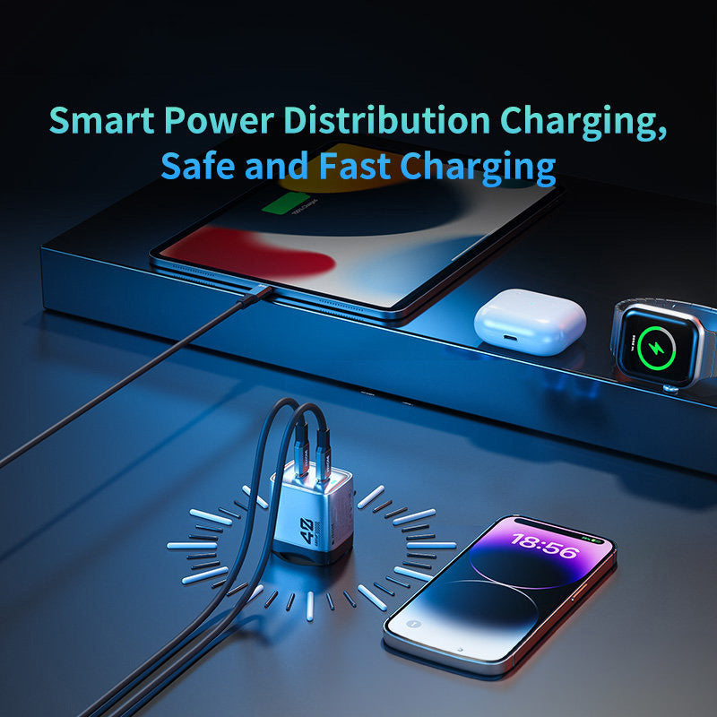 WEKOME WP-U02 Mecha Series – 2x USB-C Super Greito Įkroviklio GaN 40W tinklo įkroviklis (sidabrinis)