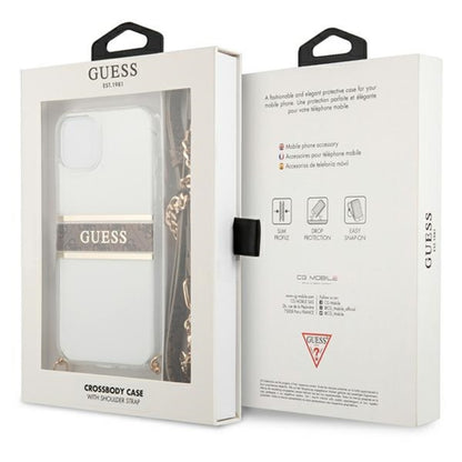 Guess 4G Gold Stripe krepšys per petį – dėklas, skirtas iPhone 13 mini