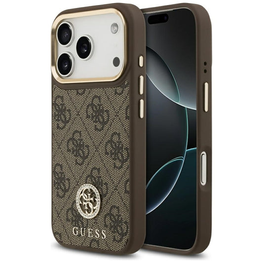 Guess 4G Strass Logotipas MagSafe dėklas iPhone 17 Pro (Rudas)