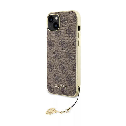 Guess 4G Charms Collection – iPhone 15 Plus dėklas (rudas)