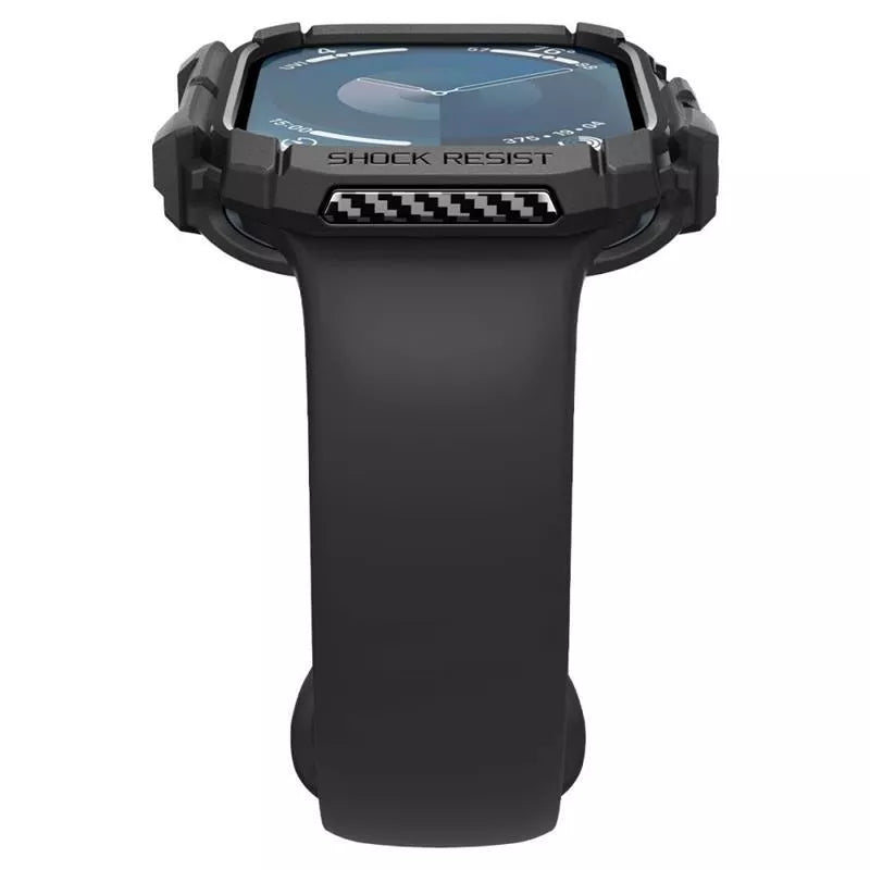 Spigen Rugged Armor – dėklas, skirtas „Apple Watch 10 42 mm“ (matinė juoda)