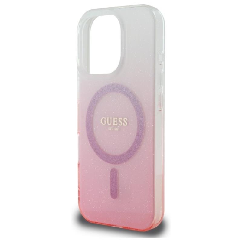 Guess IML Glitter Gradient MagSafe – dėklas iPhone 16 Pro (rožinis)
