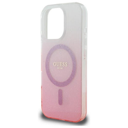 Guess IML Glitter Gradient MagSafe – dėklas iPhone 16 Pro (rožinis)