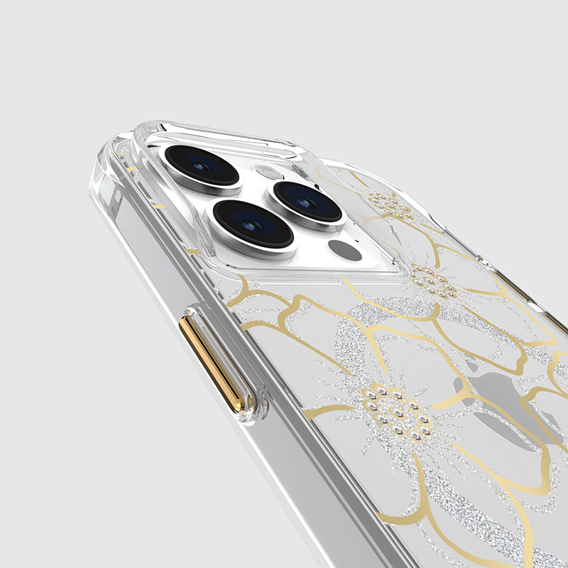 Case-Mate Floral Gems MagSafe – „iPhone 15 Pro“ dėklas (auksinis)