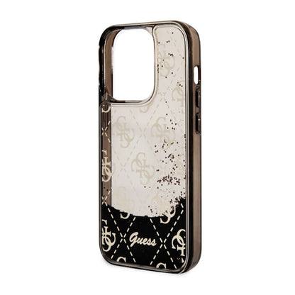 Guess Liquid Glitter skaidrus 4G – dėklas, skirtas „iPhone 14 Pro“ (juodas)