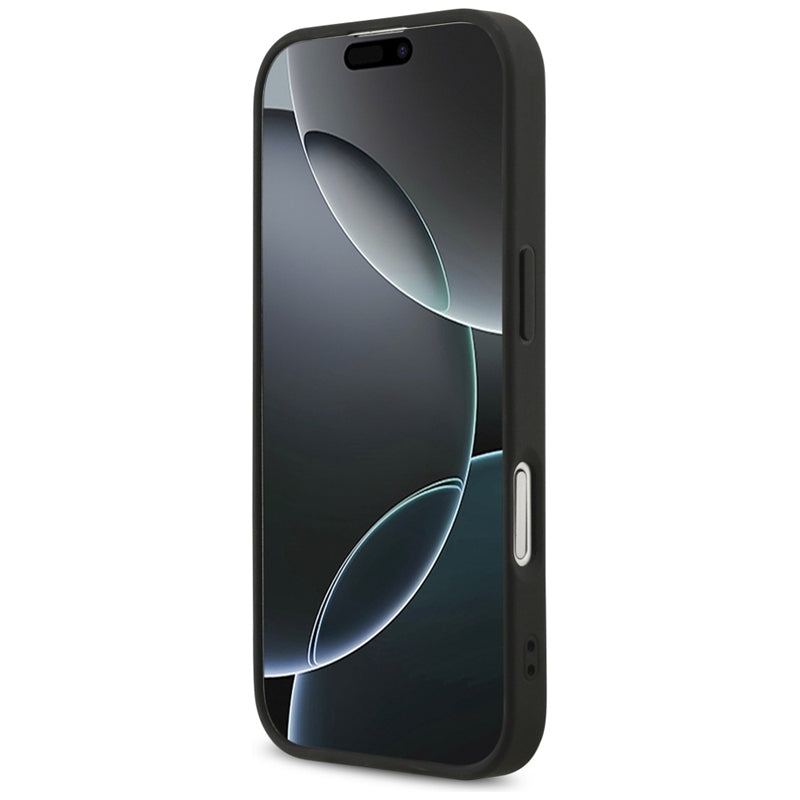 Guess Fixed Glitter Big 4G - Dėklas iPhone 17 (juodas)