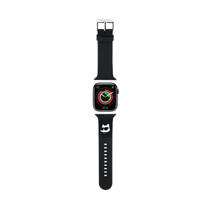 Karl Lagerfeld 3D guminė „Choupette“ galva NFT – dirželis, skirtas „Apple Watch 42/44/45/49 mm“ (juodas)
