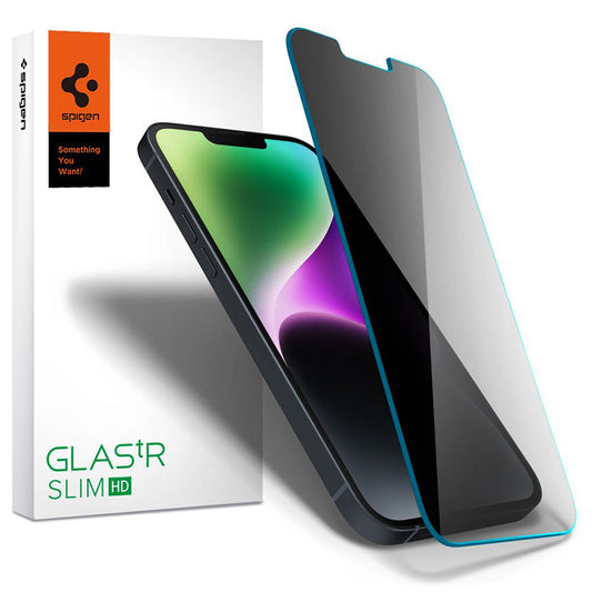 Spigen Glas.TR Slim – Grūdintas stiklas su privatumo filtru iPhone 14 / iPhone 13 Pro / iPhone 13