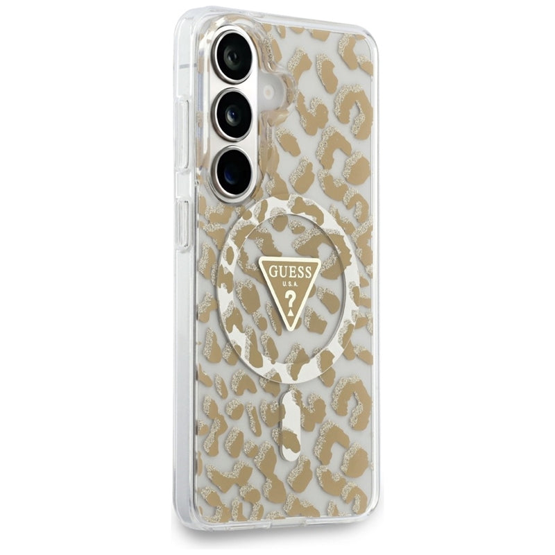 Guess IML Leopard Print Triangle MagSafe - Samsung Galaxy S26 dėklas (rudas)