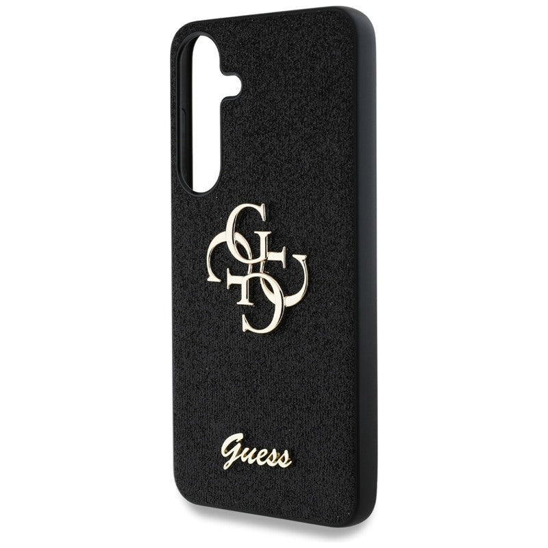 Guess Fixed Glitter Big 4G Metal Logo – Dėklas, skirtas Samsung Galaxy S25 (juoda)