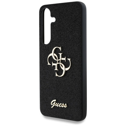 Guess Fixed Glitter Big 4G Metal Logo – Dėklas, skirtas Samsung Galaxy S25 (juoda)