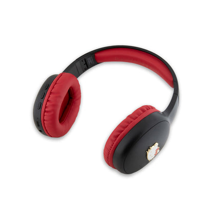 „Hello Kitty“ metalinis logotipas ovalo formos – „Bluetooth V5.3“ belaidės į ausis dedamos ausinės (juodos)