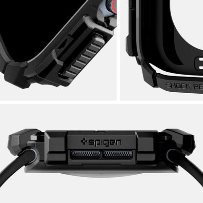 Spigen Rugged Armor – dėklas, skirtas „Apple Watch 10 42 mm“ (matinė juoda)