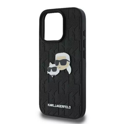 Karl Lagerfeld Monogram Karl & Choupette galvos segtukas – dėklas skirtas iPhone 16 Pro (juodas)
