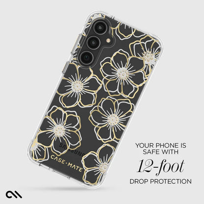Case-Mate Floral Gems – dėklas, skirtas Samsung Galaxy S23 FE 5G (auksinis)