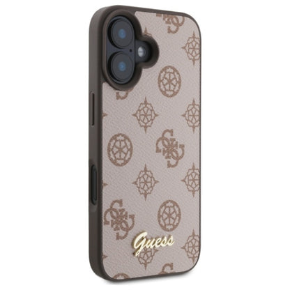 Guess Peony Script MagSafe dėklas, skirtas iPhone 16 (ruda)