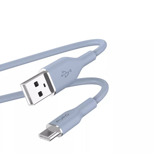 PURO ICON Minkštas laidas – USB-A į USB-C laidas 1.5 m (Pudros mėlyna)