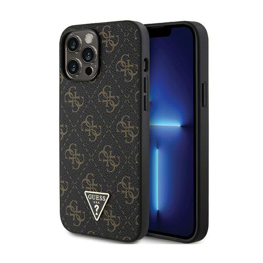 Guess 4G Triangle Metal Logo – dėklas, skirtas iPhone 14 Pro (juodas)