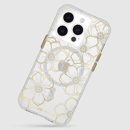 Case-Mate Floral Gems MagSafe – „iPhone 15 Pro“ dėklas (auksinis)