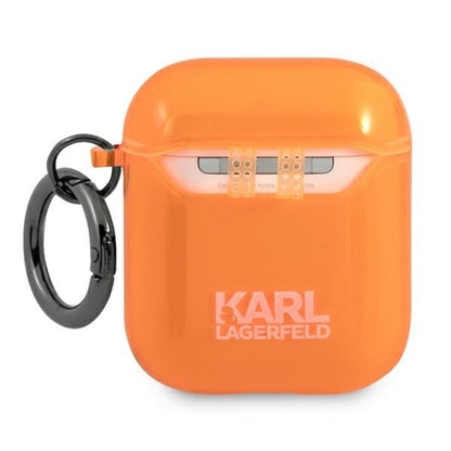 Karl Lagerfeld Choupette Head – dėklas, skirtas „Airpods“ (fluorescencinė oranžinė)