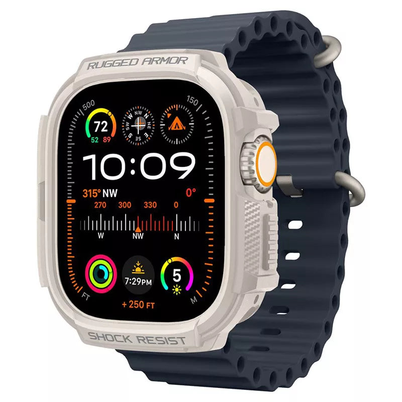 Spigen Rugged Armor - dėklas, skirtas Apple Watch Ultra 1/2 49 mm (smėlio spalvos)