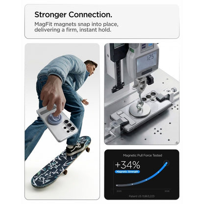 Spigen Ultra Hybrid S Mag MagSafe dėklas, skirtas Samsung Galaxy S26 Ultra (Skaidrus/Baltas)