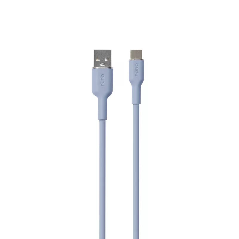 PURO ICON Minkštas laidas – USB-A į USB-C laidas 1.5 m (Pudros mėlyna)