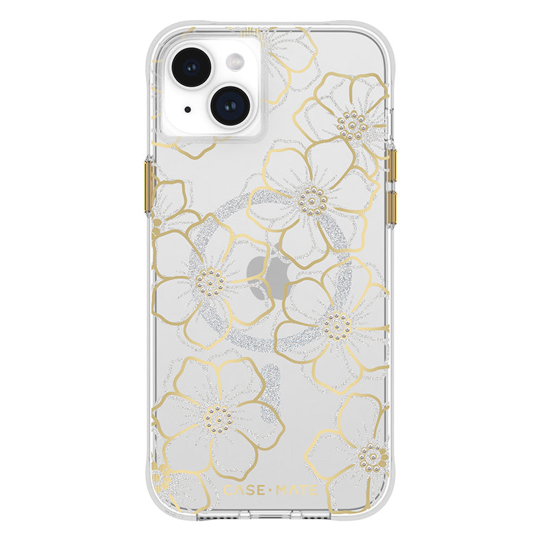 Case-Mate Floral Gems MagSafe – iPhone 15 Plus dėklas (auksinis)