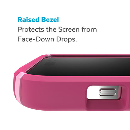 Speck Presidio2 Pro – Dėklas iPhone 14 Pro Max su MICROBAN danga (Digitalpink / Blossompink / White)