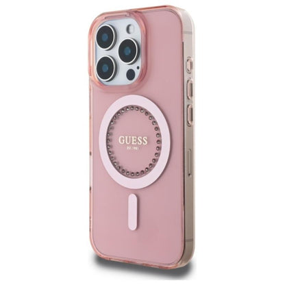 Guess IML Rhinestones MagSafe – dėklas iPhone 16 Pro Max (rožinė)