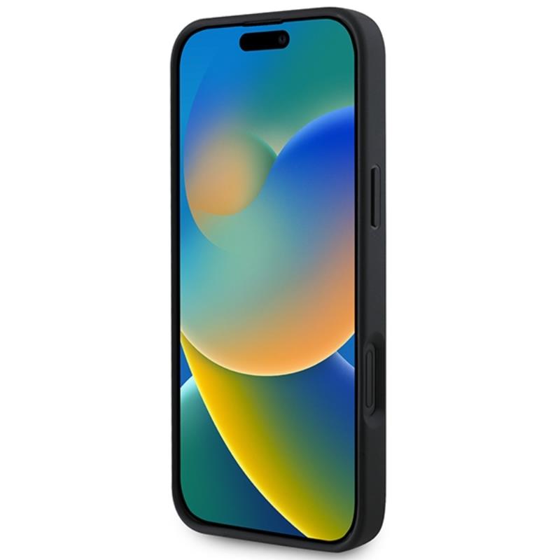 Guess Saffiano Classic Logo MagSafe – „iPhone 16 Plus“ dėklas (juodas)