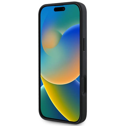 Guess Saffiano Classic Logo MagSafe – „iPhone 16 Plus“ dėklas (juodas)