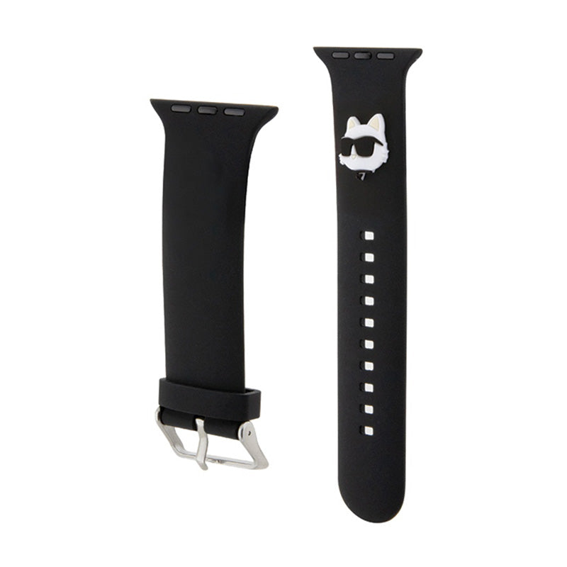 Karl Lagerfeld 3D guminė „Choupette“ galva NFT – dirželis, skirtas „Apple Watch 42/44/45/49 mm“ (juodas)