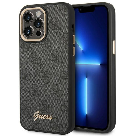 Guess 4G Metalo kameros kontūro dėklas – Dėklas skirtas iPhone 14 Pro Max (Juodas)