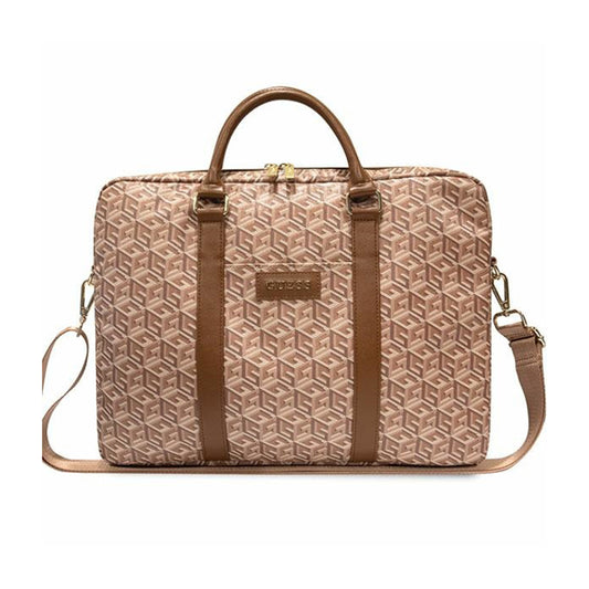 Guess GCube Stripes kompiuterio krepšys – 16 colių nešiojamojo kompiuterio krepšys (ruda)