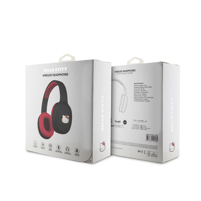 „Hello Kitty“ metalinis logotipas ovalo formos – „Bluetooth V5.3“ belaidės į ausis dedamos ausinės (juodos)