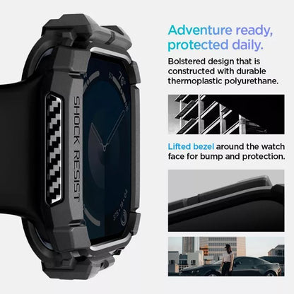 Spigen Rugged Armor – dėklas, skirtas „Apple Watch 10 42 mm“ (matinė juoda)