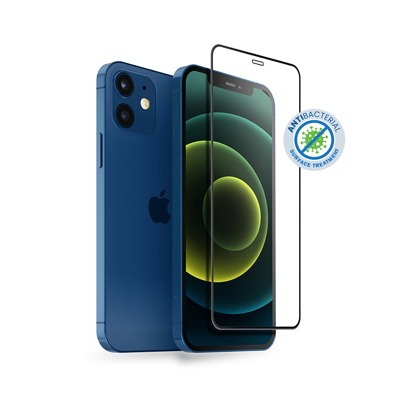 Crong Antibakterinis 3D Armor Glass – 9H grūdintas stiklas visam iPhone 12 Mini ekranui + montavimo rėmelis