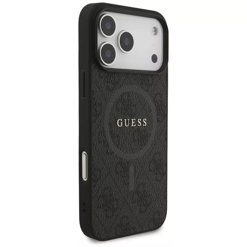 Guess 4G Ring Classic Logo MagSafe - Dėklas iPhone 17 Pro Max (juodas)