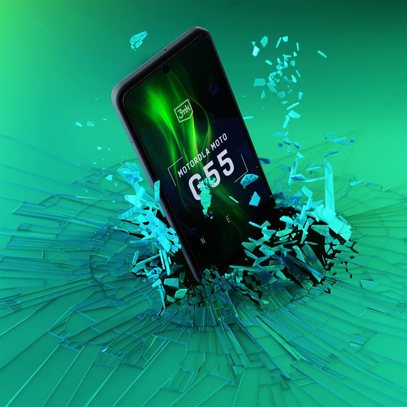 3mk HardGlass Max Lite – Grūdintas stiklas, skirtas Motorola Moto G55 5G (Juoda)