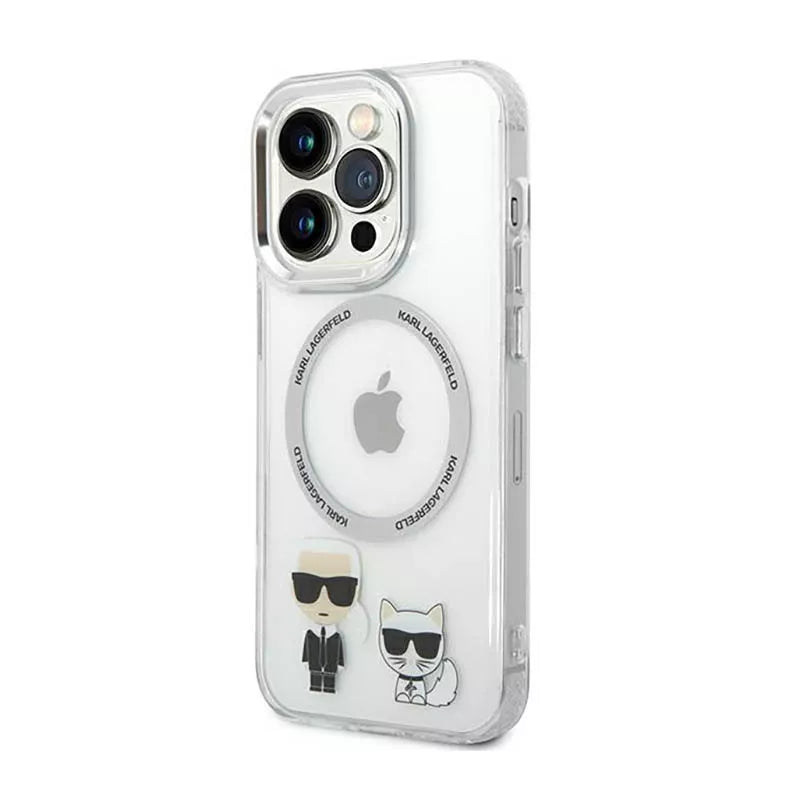 Karl Lagerfeld Karl&Choupette aliumininis MagSafe – dėklas skirtas iPhone 14 Pro (skaidrus)
