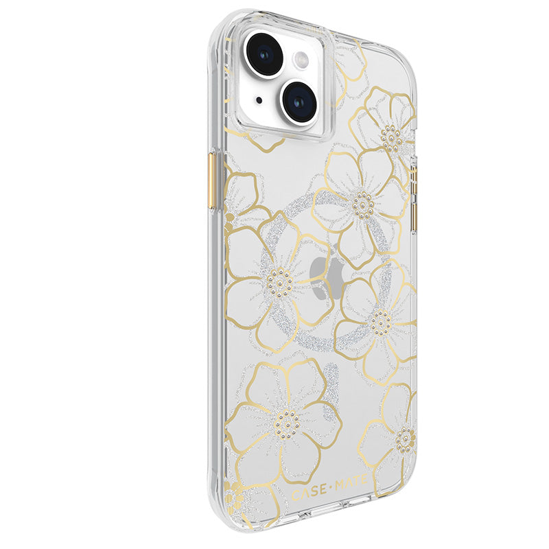 Case-Mate Floral Gems MagSafe – iPhone 15 Plus dėklas (auksinis)